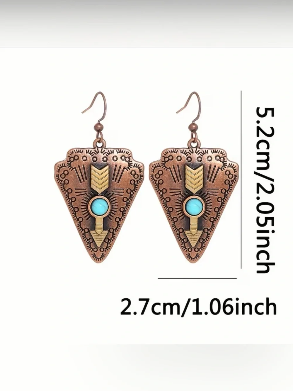 Western Earrings Boho Copper Arrow Turquoise Drop Earrings - Women Jewelry